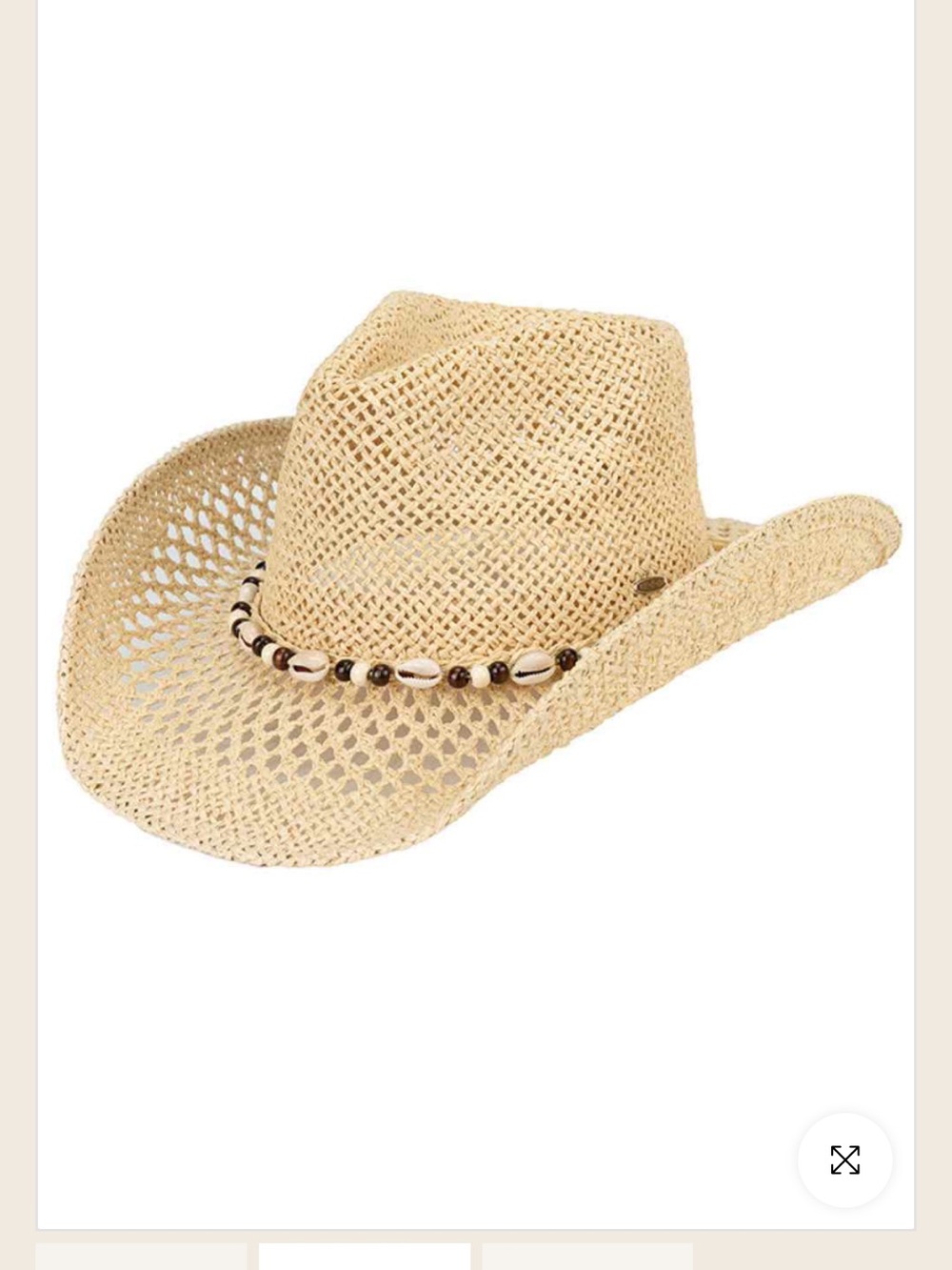 Straw Cowboy Hat with Shell Band - Natural